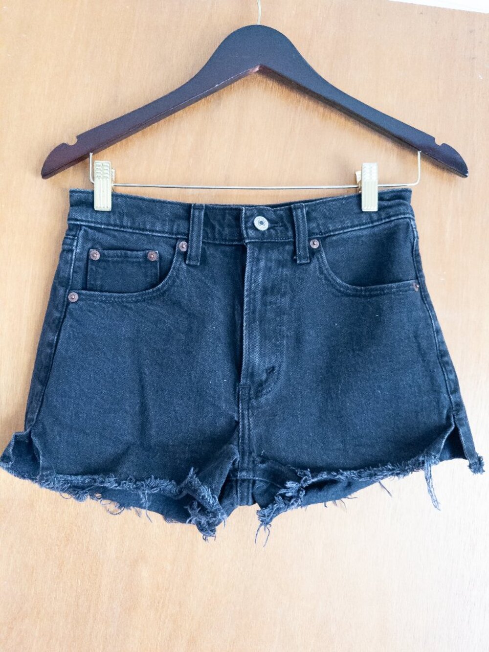 Abercrombie & Fitch Shorts | Mom Shorts Black High Rise Raw | Size 25